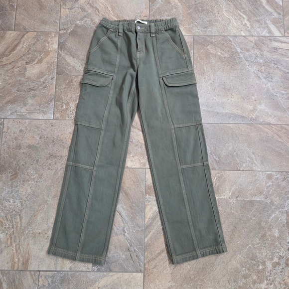 PacSun Pants - Pacsun‎ Elastic Waist Cargo Pants Olive Green Straight Leg Utility Size S